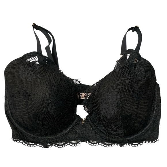 Victoria Secret Plunge Black Bra Lace Overlay Adjustable Straps and Clasp 36DD - Picture 11 of 16